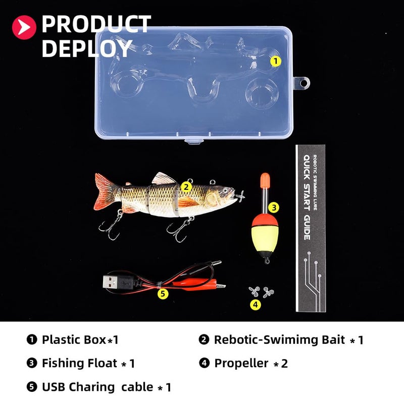 watalure Robotic Swimming Fishing Electric Lures 5.12" USB Rechargeable LED Light Wobbler Multi Jointed Swimbaits Hard Lures Fishing Tackle - Image 5